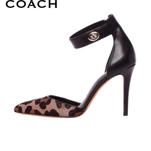 ❤️BRAND NEW Coach Houston Ocelt Calf Hair Calfskin Heels - Picture 1 of 13